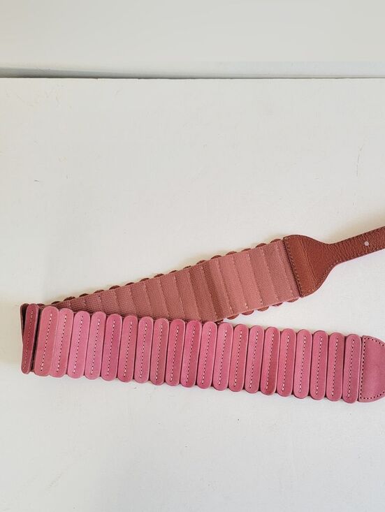 Anthropologie Tabitha Tabby Wide Stretch Belt Size Medium Leather Pink Boho main image 5